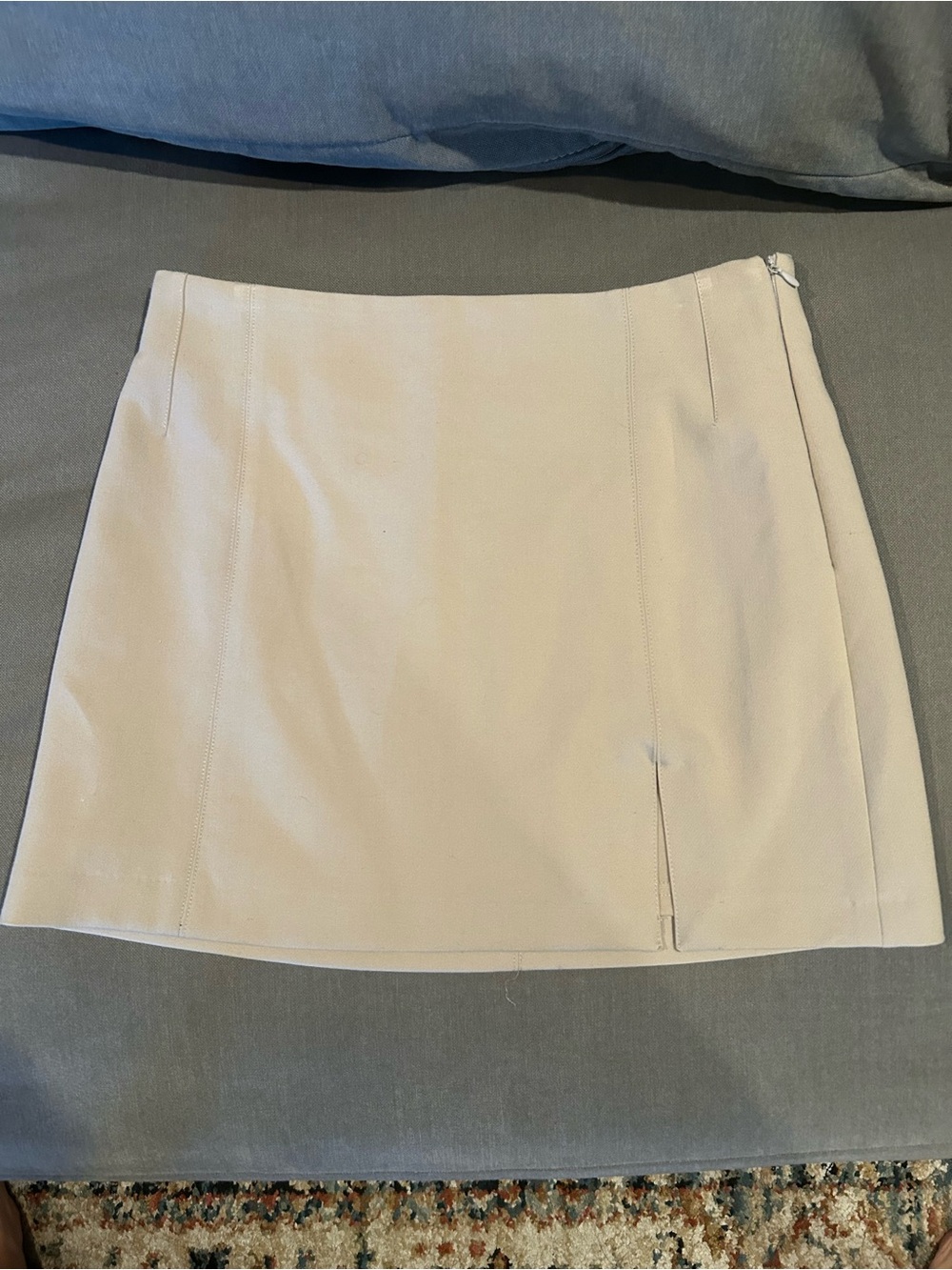 Zara Cream Mini Skirt with Side Zip